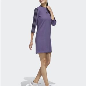 Adidas Purple Three Stripes Ribbed “Moment” Dress